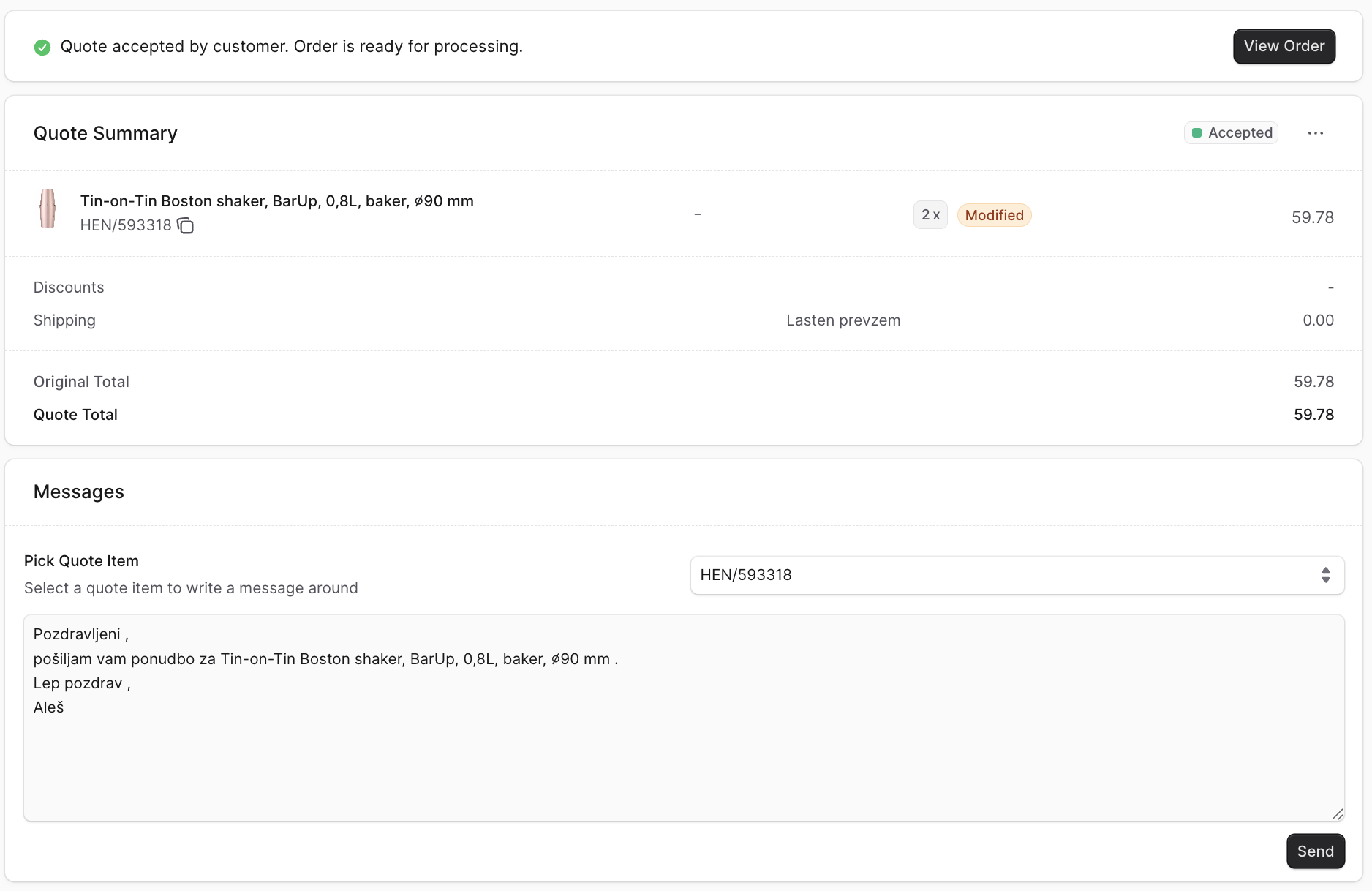 Horeca — B2B komercialna platforma detail 2