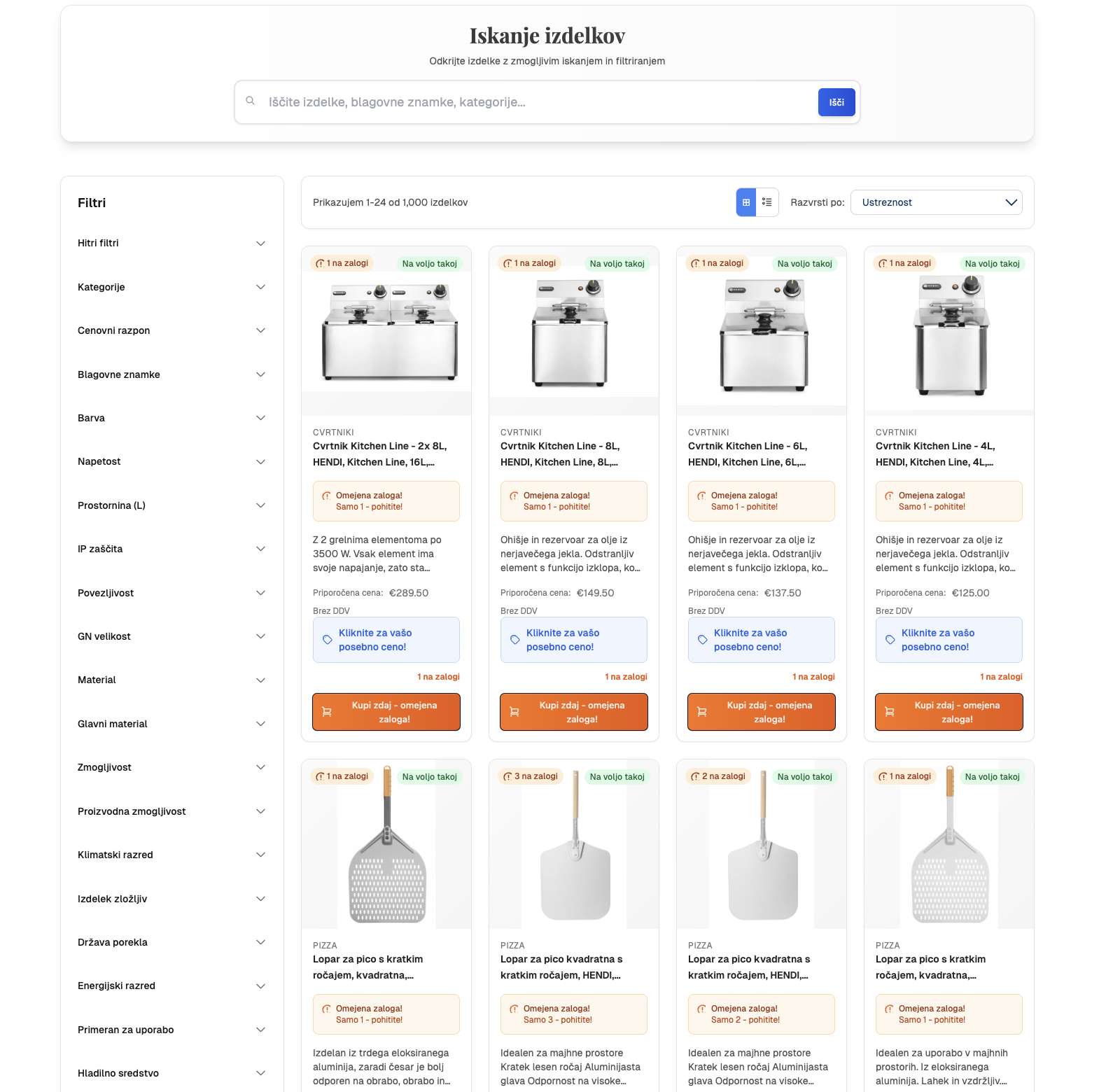 Horeca — B2B komercialna platforma detail 1